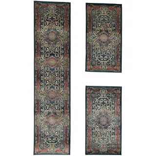 THEKO Bettumrandung »Gabiro 856« Höhe 10 mm 3 Stk. tlg. Bettvorleger, Läufer Set für das Schlafzimmer, Kurzflor, Orient-Optik, grün