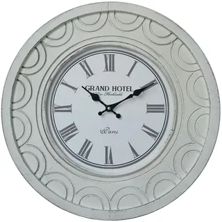 Mobili Rebecca Rebecca Mobili Wanduhr mit geschnitzten römischen Ziffern aus weißem Holz, Ø 50 cm