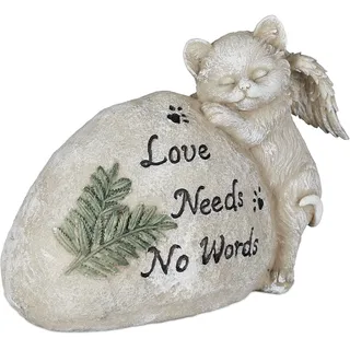 Relaxdays Grabschmuck für Katze wetterfest 0 x 0 cm Beige/Weiß