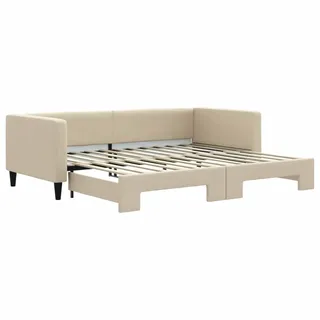vidaXL Tagesbett Ausziehbar Creme 90x200 cm Stoff - Creme