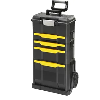 Stanley Rollende Werkstatt aus Metall-Kunststoff 1-79-206 – Werkzeugwagen leer mit 3 modularen Einheiten – Vielseitige Werkzeugbox für Kleinteile und große Werkzeuge