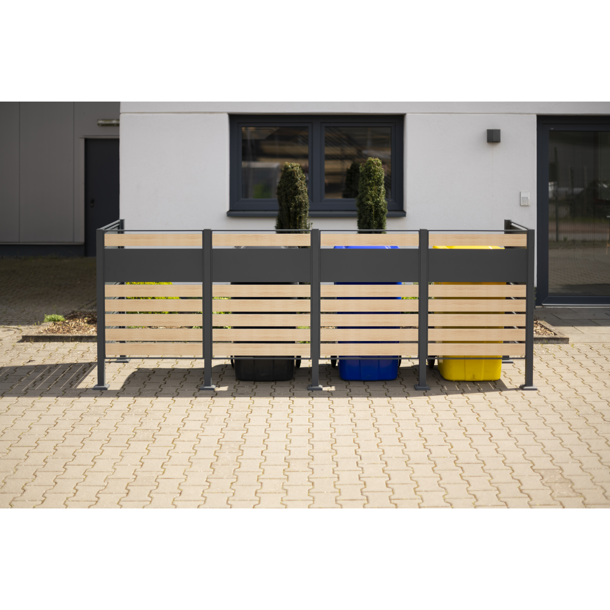 Bild von Mülltonnenbox Planum für 4 x 240 l 320 x 80 x 120 cm anthrazit/holzoptik