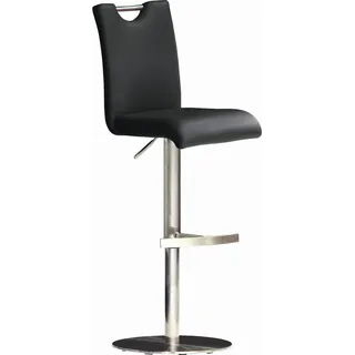 Livetastic Barhocker , Schwarz, Edelstahlfarben , Metall, Textil , Säule, rund, Bodenplatte , 42x91-116x50 cm , Beinauswahl, Stoffauswahl, Typenauswahl , Esszimmer, Barmöbel, Barhocker