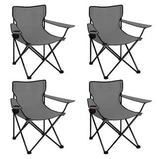 Coemo 4er-Set faltbarer Campingstuhl Faltstuhl mit Tragetasche in Grau - Grau
