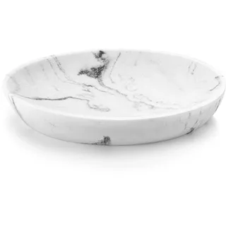 Luxspire seifenschale Marmor, Ovaler Seifenhalter Kratzfest Seifenbox Seifendose Elegant Seifenablage Leicht Reinigen Soap Holder Dish für Küche Badezimmer und Dusche, Kies Weiß