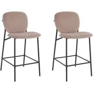 Home Deluxe Barhocker Samt CELDA Farbe: Hellbraun, Kunststoff, 44x93x52 cm, Esszimmer, Barmöbel, Barhocker