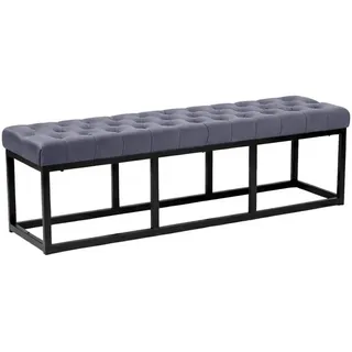 CLP Sitzbank 150/37 cm Samt grau , Textil , 150x42x37 cm , Esszimmer, Bänke, Sitzbänke