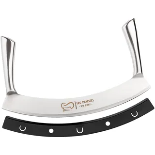 Pizzaschneider Edelstahl – Wiegemesser 35,5 cm Doppelgriff & Pizzamesser | Extra scharf & rostfrei – Pizza Cutter für Pizza, Flammkuchen, Brot & Kräuter, ideales Pizza Zubehör & Geschenk