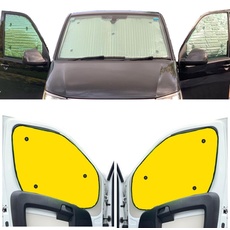 Fensterrollo-Set Kombatibel Mit Opel Vivaro (2019-Date)(Komplettset MWB + Scheunentore) Rückseite einfärben Gelb, Reversibel und Thermisch