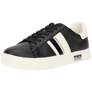 Armani Exchange Damen Cup Sole Mina, Back tab with and Metal Logo Detail on Side Sneaker, Black+ Off White, 36 EU