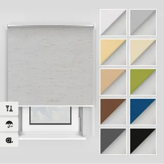 Estika Thermo rollos mit Bohren 90x150 cm Farbe: Flachs, Verdunklungsrollo Deckenmontage und Wandmontage, Thermorollo hitzeschutz, Jalousien Fenster