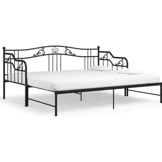 vidaXL Ausziehsofa Bettgestell Schwarz Metall 90x200 cm - Schwarz