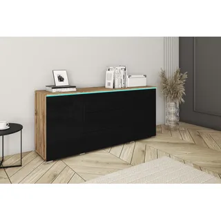 Home Affaire Sideboard VERA 150 x 67,9 x 39,5 cm Braun / Schwarz