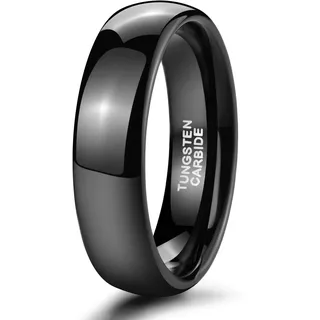 Zakk Ringe Damen Herren Schwarz Wolfram Schmal Schlicht Poliert Ring Verlobungsringe Eheringe Partnerringe 2mm 4mm 6mm 8mm (6mm, 71 (22.6))