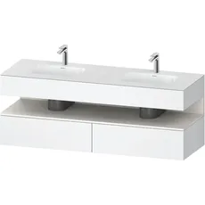 Duravit Qatego Einbauwaschtisch mit Konsolenwaschtischunterbau, 1600x550x600mm, Nische Weiß Supermatt, Doppelwaschtisch, QA4797084, Farbe: Weiß Matt/mit Nischenbeleuchtung