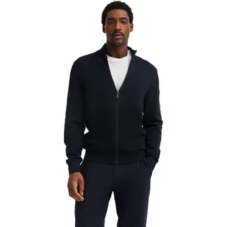 bugatti Herren Strickjacke Regular Fit Reißverschluss Basic Baumwolle Stehkragen