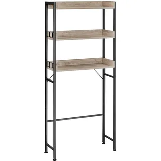 VASAGLE Toilettenregal, 3 Ebenen, Badezimmerregal, platzsparend, einfach zu montieren, für Waschküche, industrieller Stil, Grège und Schwarz, BTS002B02