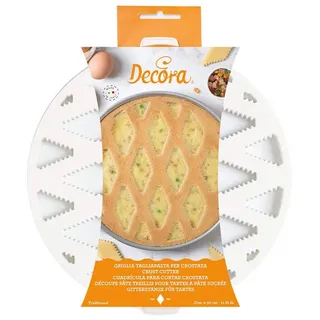 Decora DECORA, 0215802 Pastiera-Kuchengitter aus Kunststoff, Ideal zum Dekorieren der Pastiera, Ø 30 cm, Hergestellt in Italien. Patentiertes Design, Weiß