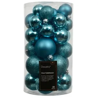 Amicasa Set Bälle Weihnachtsbaum Folk Blau (30pz-6cm)