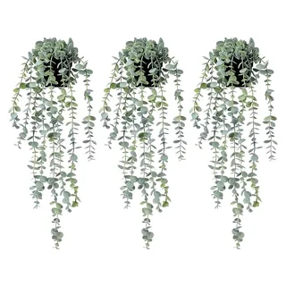 Künstliche Hängepflanzen aus Eukalyptus, für Wand, Zimmer, Zuhause, Terrasse, Innen- und Außenbereich, 3 Stück - Grün