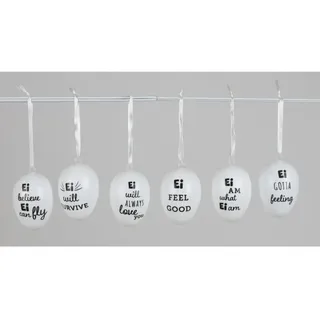 Ostereier Osterdeko Hängeeier Osteranhänger Kunststoff 6er Set 6 cm mit Sprüchen