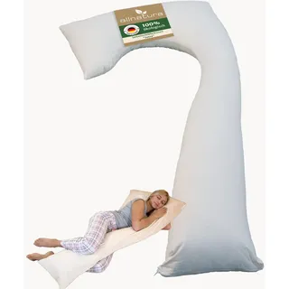 allnatura Seitenschläferkissen mit Bezug Setta 65x160 - Gefüllt mit Naturlatexflocken/Kapok - anatomische 7er-Form für optimale Unterstützung - Maschinenwaschbar & Made in Germany