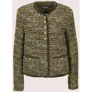 Jackenblazer MADELEINE "Kurzblazer Festlicher Blazer mit Glitzerdetails", Damen, Gr. 44, grau (bleigrau, taupe, multicolor), Obermaterial: 50% Polyester PES. 50% Wolle WO., Modern, Blazer Jackenblazer, Wappenknöpfe