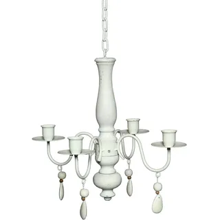 Ambiente Haus Romance Holz/Eisen 4er-Kronleuchter 60 cm weiß