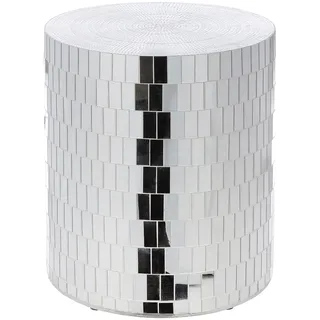 Gilde Beistelltisch, Disco Fiberglas, Spiegelglas, silberfarben, VE 1,