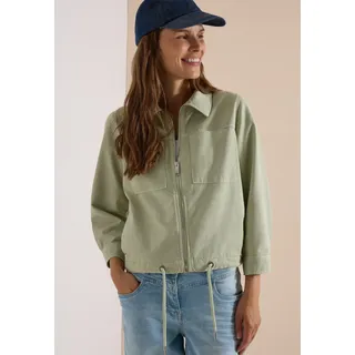 Jackenblazer CECIL, Damen, Gr. XXL (46), grün (raw matcha lime), Web, Obermaterial: 55% Baumwolle, 45% Lyocell, meliert, normal hüftbedeckend, V-Ausschnitt, abgesteppte Kante, Blazer Jackenblazer, mit Struktur in Unifarbe
