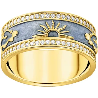 THOMAS SABO Fingerring »blau mit kosmischen Symbolen, TR2450-565-1-52-60«, mit Zirkonia (synth.), weiß