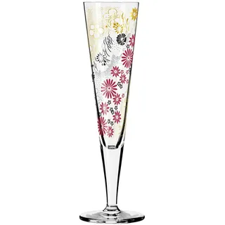 Ritzenhoff Champagnerglas , Rot, Schwarz, Goldfarben , Glas , 205 ml , 7.2x24.0x7.2 cm , Fsc, Made in Germany , Gläser, Champagnergläser & Sektgläser