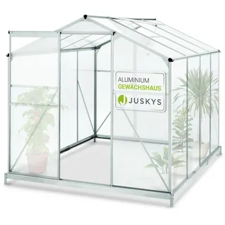 Juskys Gewächshaus Aluminium Silber HKP 4 mm 4,75 m2