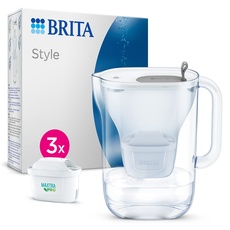 BRITA Wasserfilter Kanne Style hellgrau (2,4l) inkl. 3X MAXTRA PRO All-in-1 Kartusche – Wasserfilter im modernen Design für den Kühlschrank zur Reduzierung von Kalk, Chlor, Metalle wie Blei & Kupfer