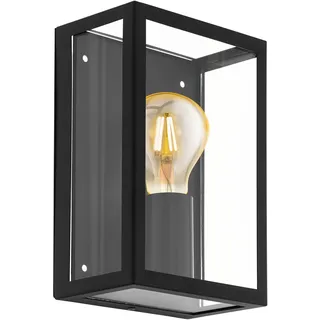 EGLO Außenleuchte Glas Stahl L17 x H26 x B26 cm E27 schwarz