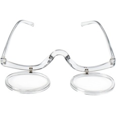 MilyaDE Make-Up Brille Lesebrille Schminkbrille Rotatable Flip Up Drehbare Presbyopie Sehhilfe Lesehilfe mit Stärke, Grau 3,0