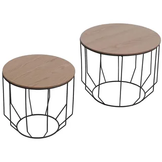 MCA Furniture Couchtisch HWC-P58 Braun Eiche 50 x 50 x 40 cm