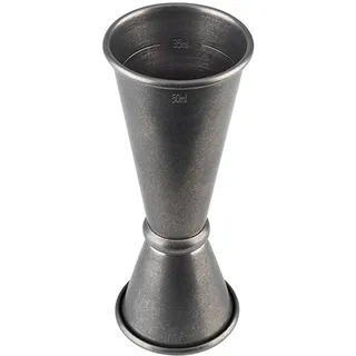 Buddy ́s Bar - Barmaß, 2 cl / 4 cl Doppelmaß, Innenmaße 1 cl / 3 cl, hochwertiges Barmaß, lebensmittelecht, Jigger zum Abmessen von Zutaten für Cocktails, Edelstahl antik