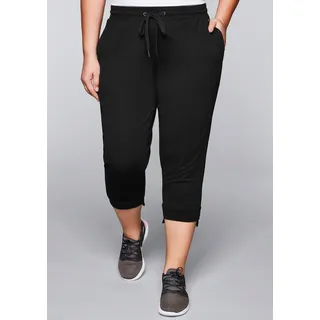 Sweathose SHEEGO, Damen, Gr. 56, Normalgrößen, schwarz, 70% Viskose, 26% Polyamid, 4% Elasthan, unifarben, Hosen Sweathose