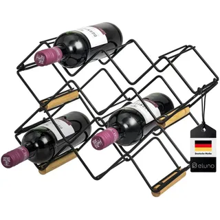 eluno Weinregal 2er-Set, Bambus Metall , Schwarz , 39x14.5x15 cm , Weinregale