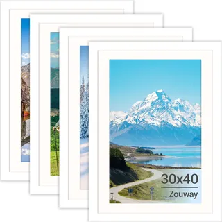 Zouway 4 Stück Bilderrahmen 30x40 Schwarz, Rahmen 30x40 mit Plexiglas, 30x40 cm Bilderrahmen für Fotos, Bilder, Poster (Weiß, 30 x 40 cm)
