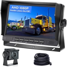 Hikity AHD 1080P Rückfahrkamera Set mit 7 Zoll LCD Monitor, IP69 Wasserdicht Nachtsicht Auto Backup Kamera, 33FT Kabel 4 Pin Kabel Ruckfahrkamera für 12-24V LKW Anhänger Bus Van Landwirtschaft