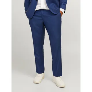 Anzughose "JPRSOLARIS TROUSER NOOS PLS", Herren, Gr. 72, N-Gr, blau (medieval blau), Web, Obermaterial: 59% Polyester, 24% Wolle, 16% Viskose, 1% Elasthan, JACK & JONES PLUSSIZE, unifarben, slim fit normal, Hosen Anzughose
