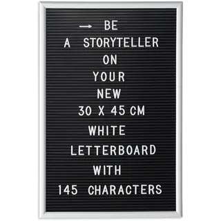 Relaxdays Letterboard, 30 x 45 cm, Buchstabentafel zum Stecken, Kunststoff, weiß