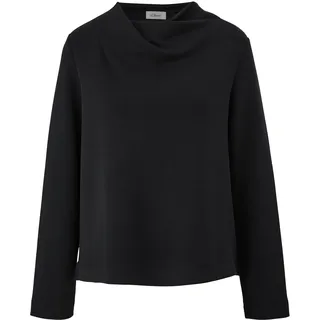 s.Oliver BLACK LABEL Damen Sweatshirt mit Wasserfall Kragen Black, 38
