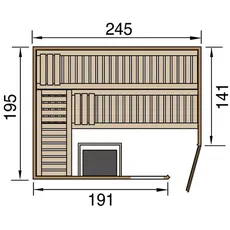 Bild von Massivholzsauna Turku (Set), 7,5 kW OS inkl. Steuerung, - Ganzglastür und Fensterelement