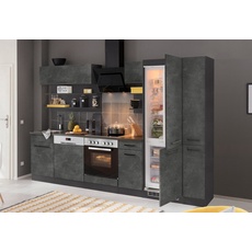 Bild MÖBEL Küchenzeile »Tulsa«, ohne E-Geräte, Breite 300 cm, schwarze Metallgriffe, MDF Fronten, grau