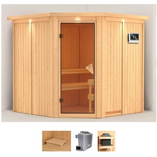 Bild Sauna »Jarla«, (Set), 9-kW-Ofen mit externer Steuerung, beige