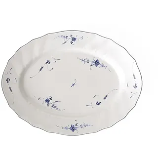 Villeroy & Boch Vieux Luxembourg Ovale Servierplatte, 36 cm, Premium Porzellan, Weiß/Blau, Porcelain