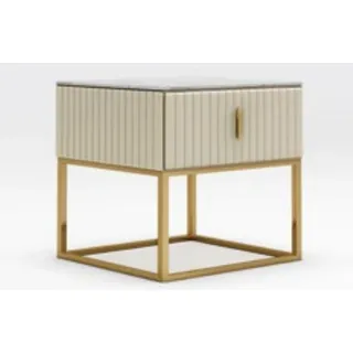 Nacht Konsole Tisch Beistell Schlafzimmer Kommode Schrank Tische Konsolen Design - Beige